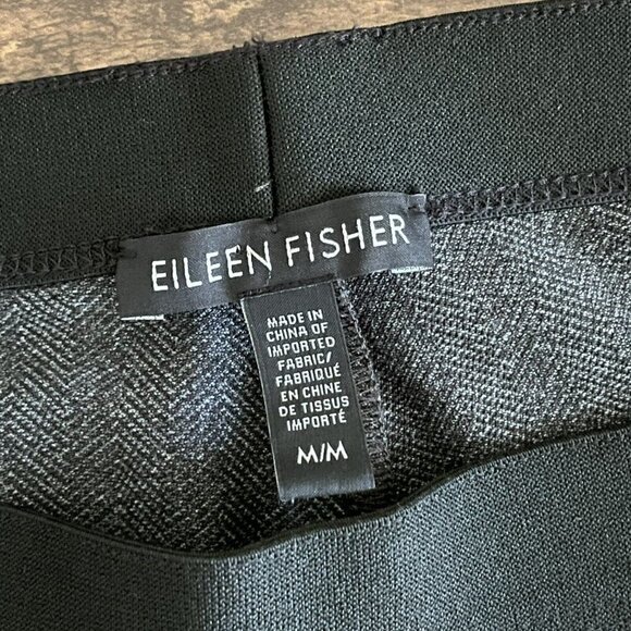 Eileen Fisher Herringbone Legging Womens Sz M Charcoal Gray Jegging Pull On Pant - Picture 7 of 7